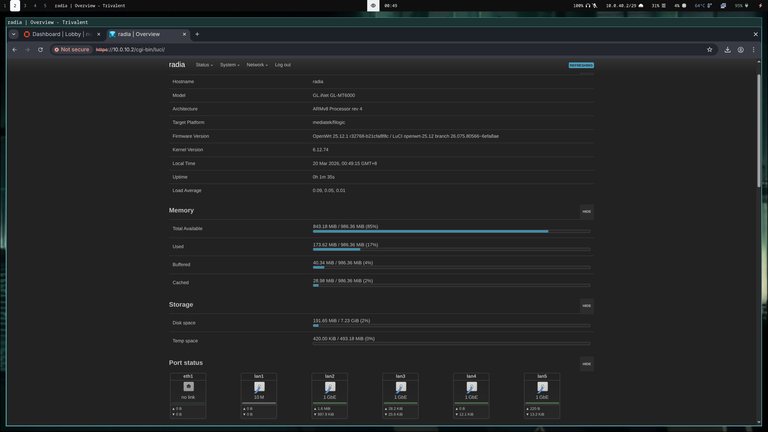 my openwrt dashboard